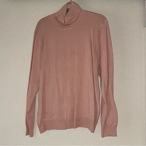 pink turtleneck sweater